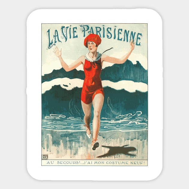 Vintage La Vie Parisienne Illustration - The Wave Sticker by Naves